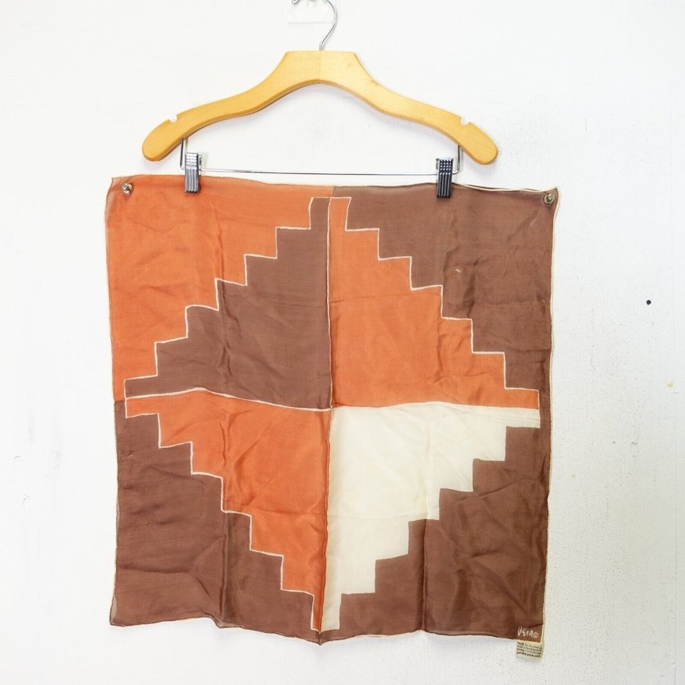 Boho Vera‎ Square Silk Scarf Womens Brown Geometric Wrap Shawl Bandana